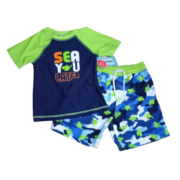 Floatimini Other - Floatimini Swim Set Board Shorts Top Boys Size 6 UPF Sun Screen 50+ NWT